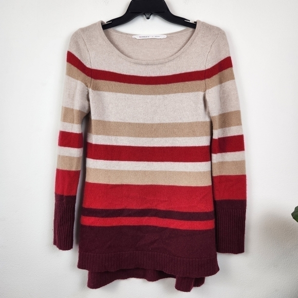 Athleta 100% Cashmere striped Pullover Sweater Size Small - Picture 1 of 7